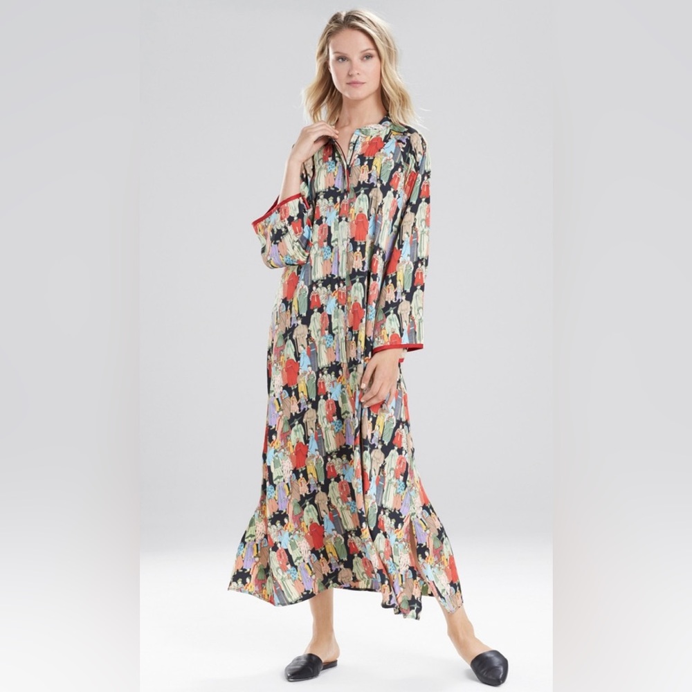 NATORI DYNASTY MANDARIN ZIP CAFTAN LARGE